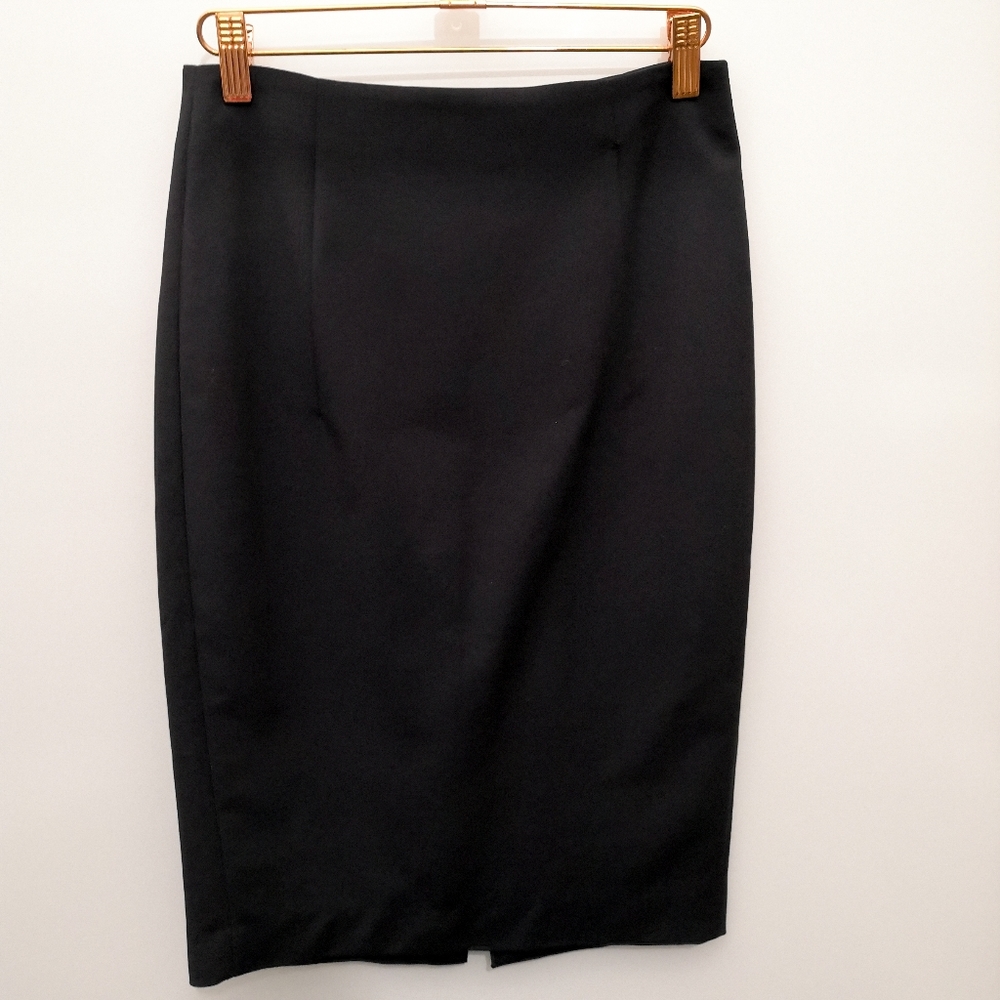Zara Basic Black Pencil Skirt Gold Exposed Zipper